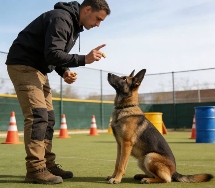 Try training the dog using the 'sit' command